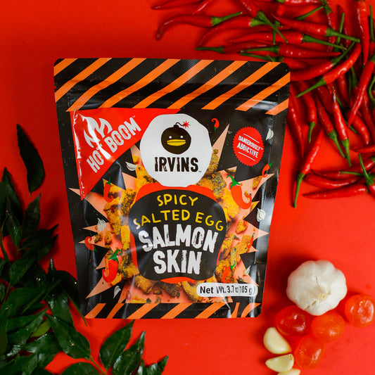 Hot Boom Spicy Salted Egg Salmon Skin Pack (24 packs of 3.7oz bags)